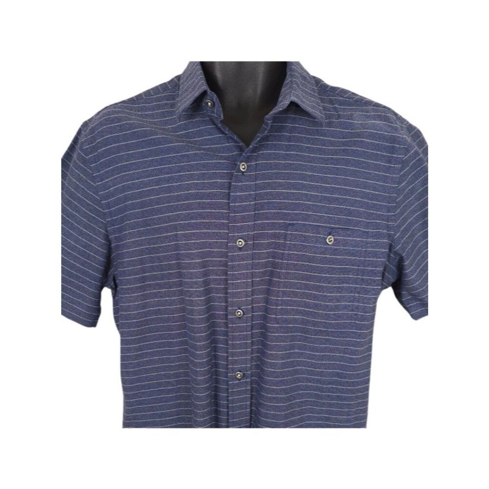 Striped Casual Shirt Mens Size Medium Blue Maker & Company